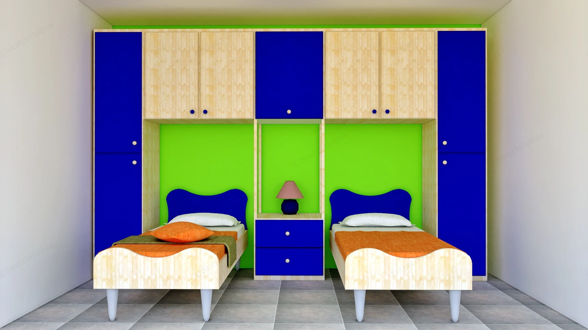 Green And Blue Boys Room sketchup model preview - SketchupBox