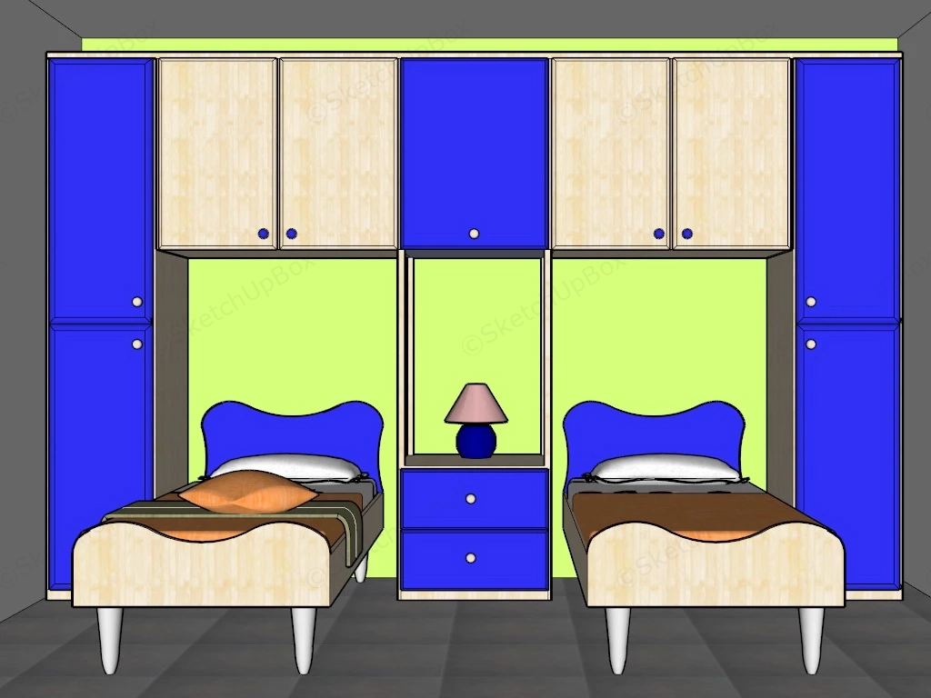 Green And Blue Boys Room sketchup model preview - SketchupBox