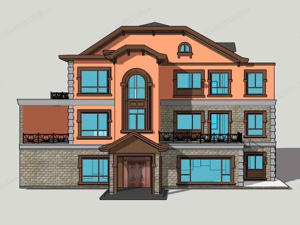 3 Storey Residential House sketchup model preview - SketchupBox