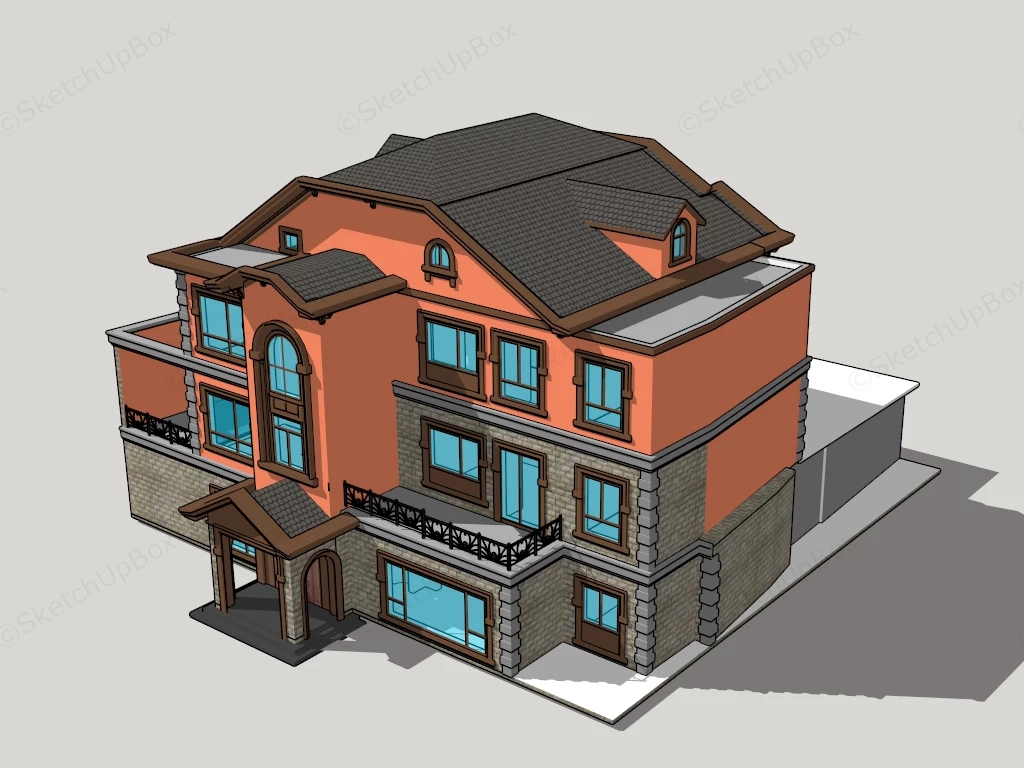 3 Storey Residential House sketchup model preview - SketchupBox