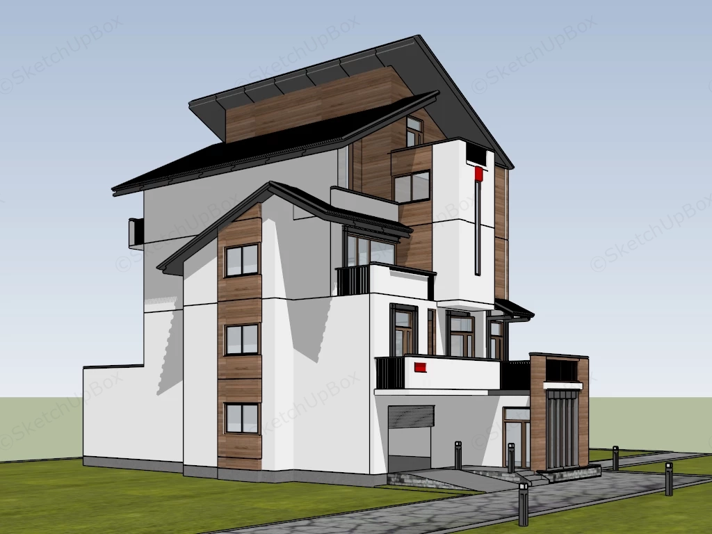 4 Storey House Design sketchup model preview - SketchupBox