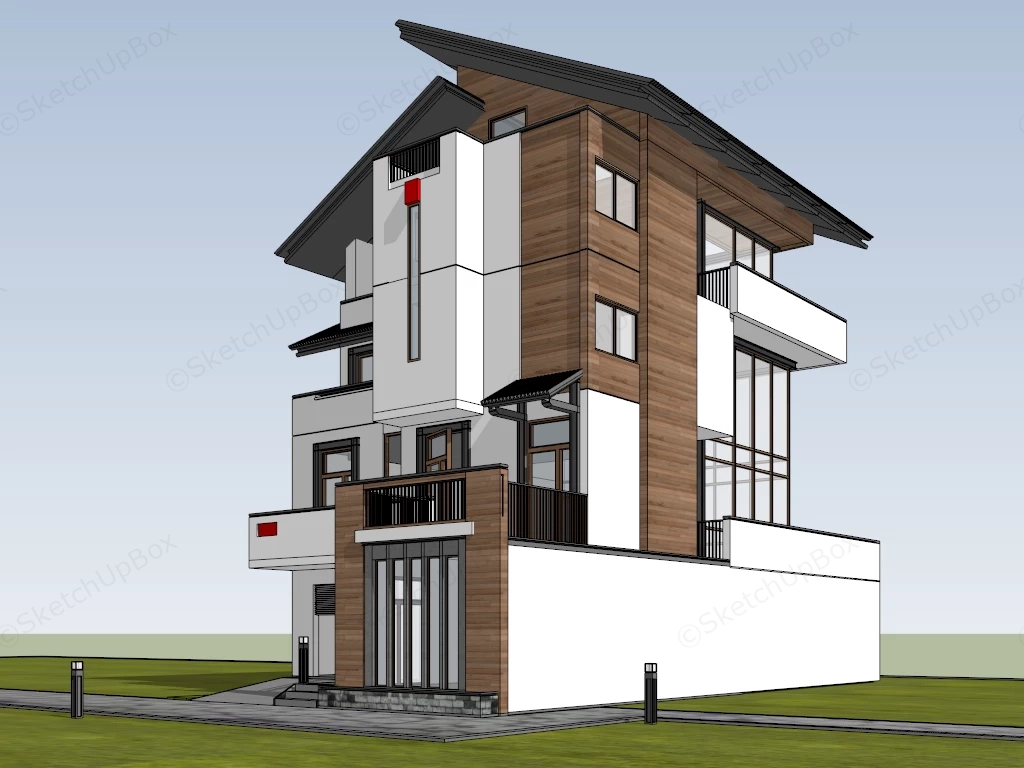 4 Storey House Design sketchup model preview - SketchupBox