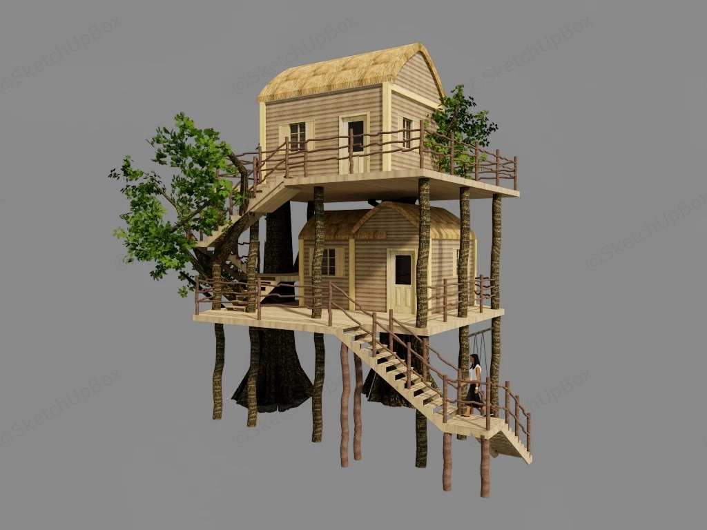 3 Story Treehouse sketchup model preview - SketchupBox