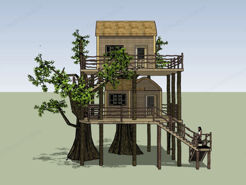 3 Story Treehouse sketchup model preview - SketchupBox