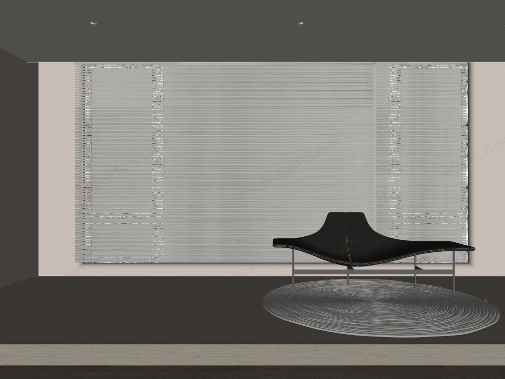 Modern Leather Chaise Longue sketchup model preview - SketchupBox