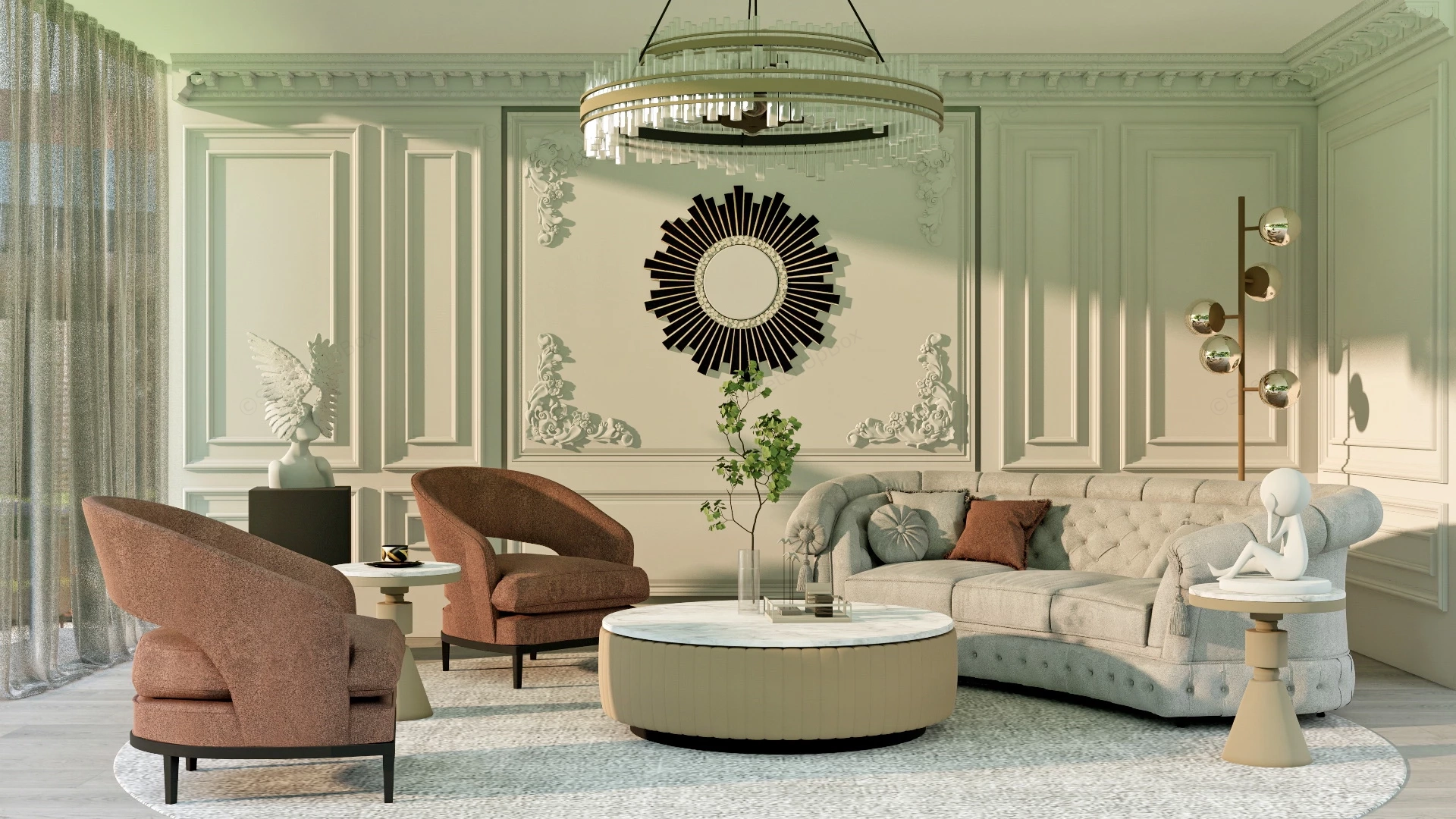 Middle Class Living Room Decor sketchup model preview - SketchupBox