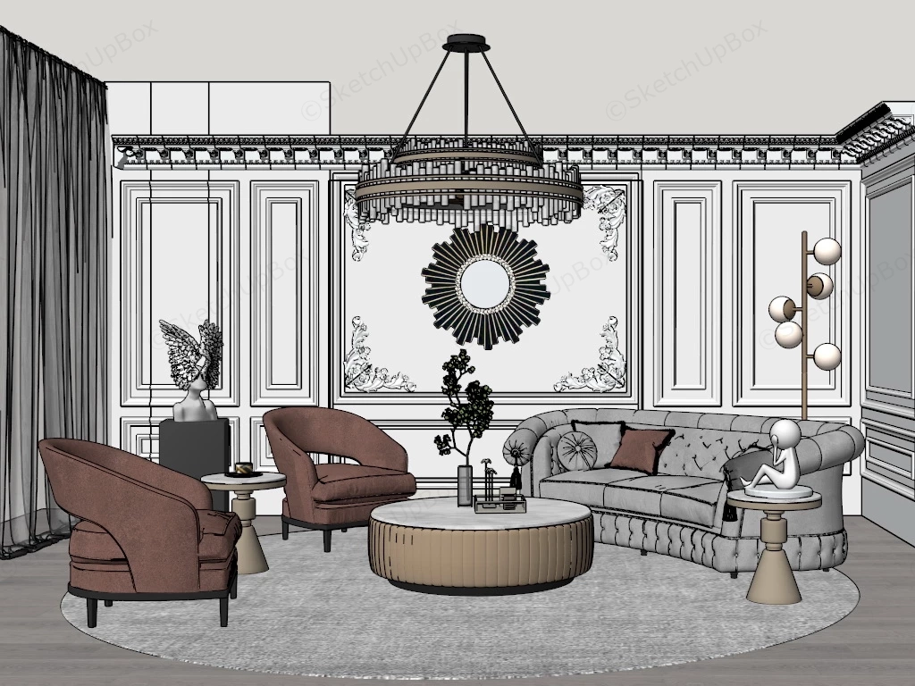Middle Class Living Room Decor sketchup model preview - SketchupBox