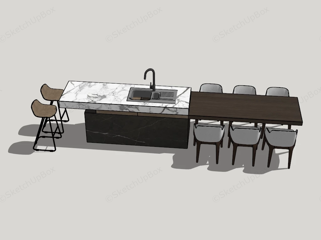 Kitchen Island Table Combination sketchup model preview - SketchupBox