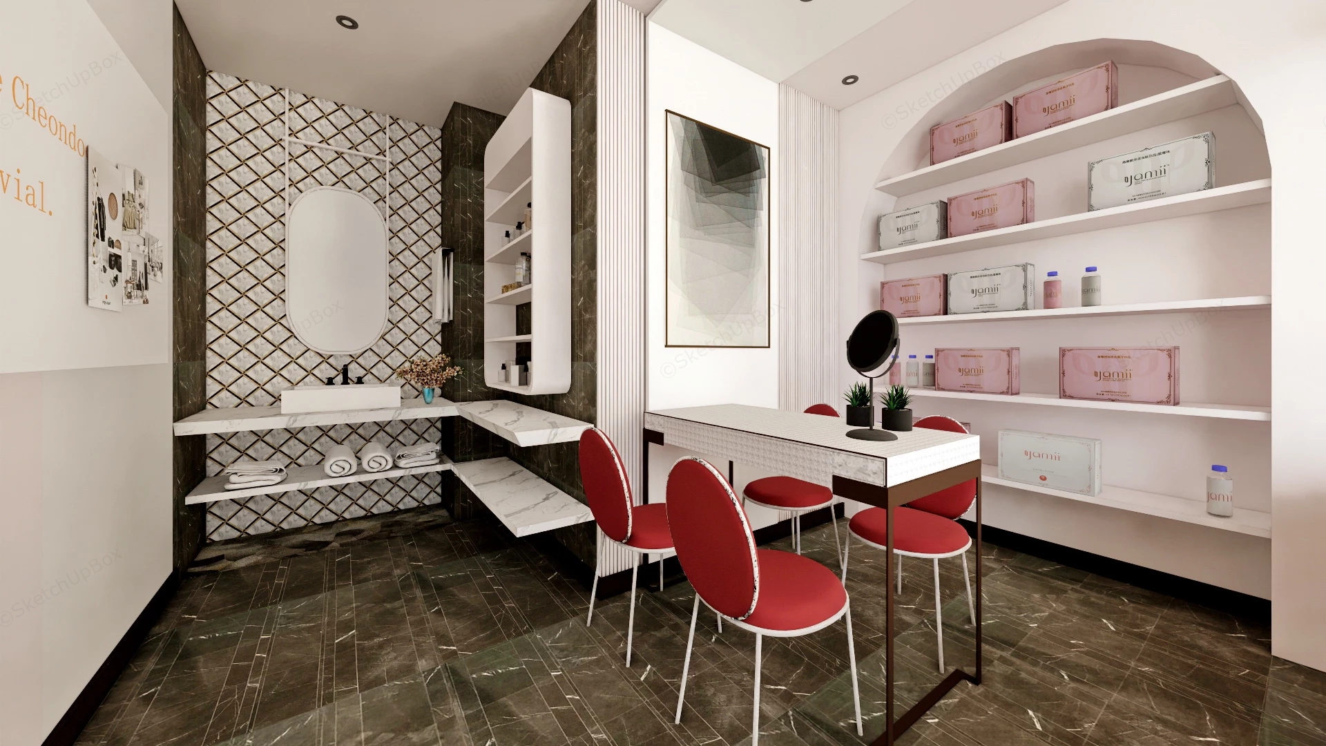 Nail Salon Interior Design sketchup model preview - SketchupBox