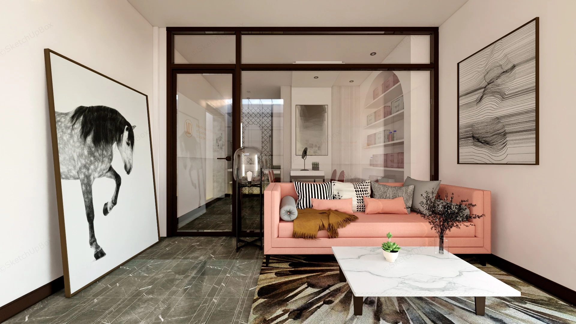 Nail Salon Interior Design sketchup model preview - SketchupBox