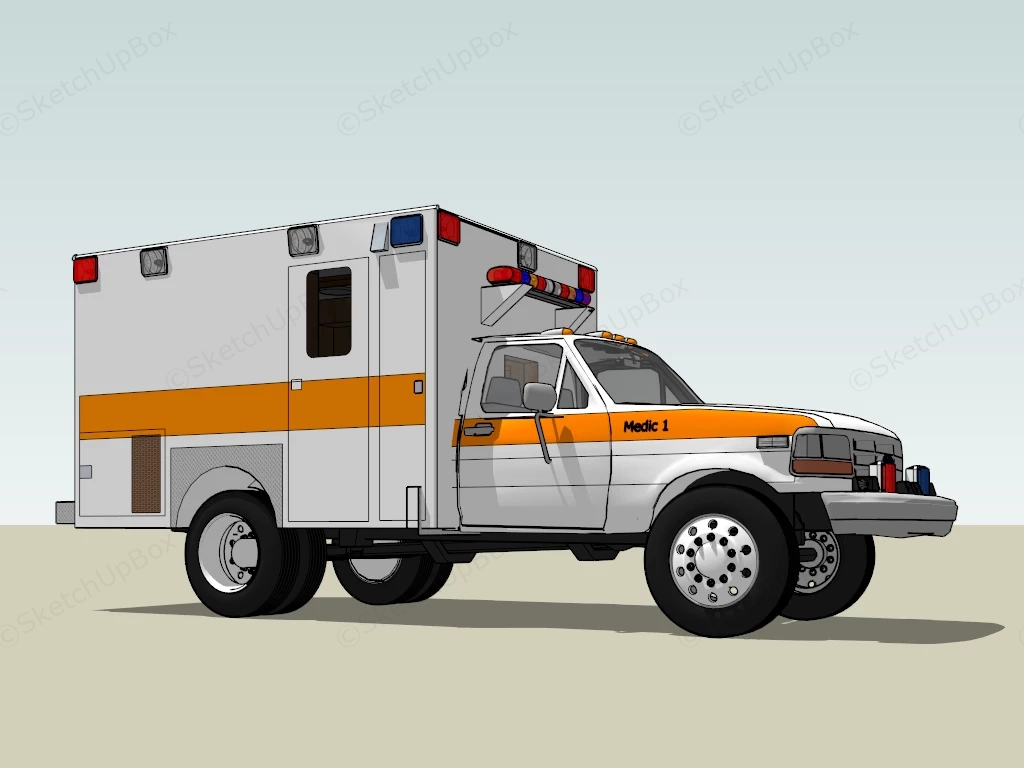Ford Ambulance Truck sketchup model preview - SketchupBox