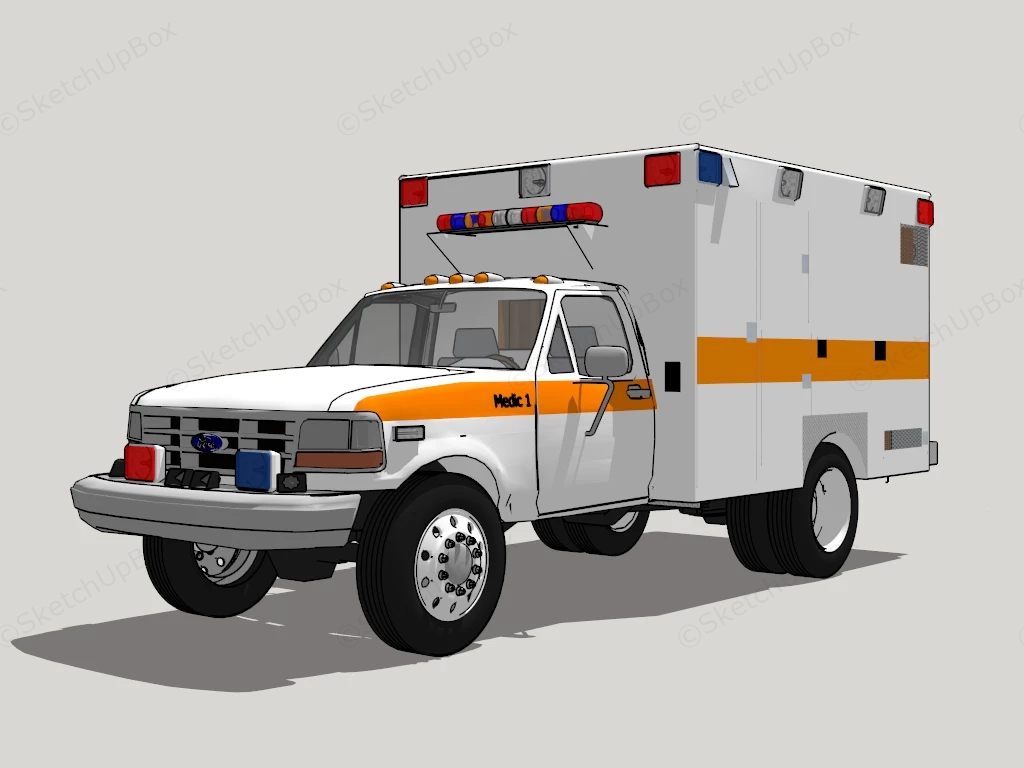 Ford Ambulance Truck sketchup model preview - SketchupBox