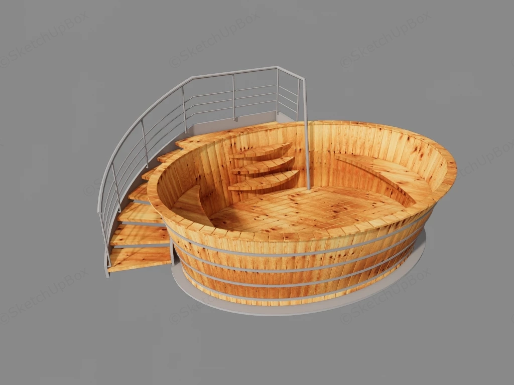 Wood Soaking Bathtub sketchup model preview - SketchupBox