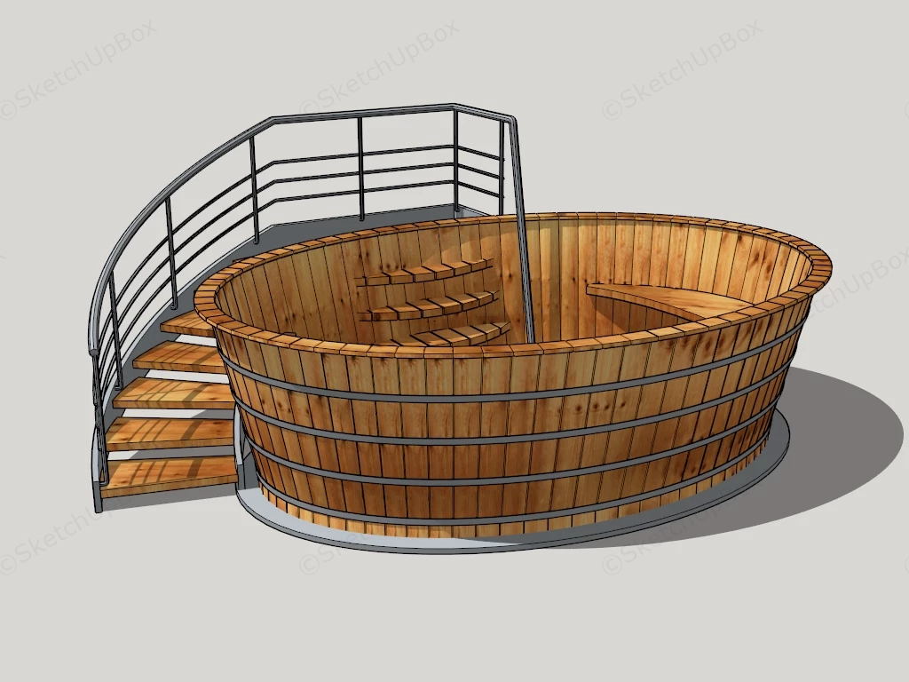Wood Soaking Bathtub sketchup model preview - SketchupBox