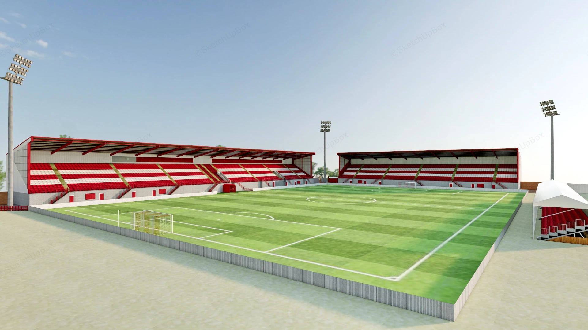 Soccer Field With Stands sketchup model preview - SketchupBox