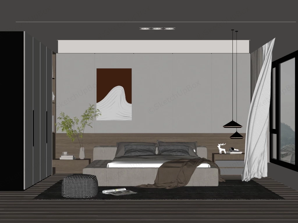 Modern Cream Master Bedroom sketchup model preview - SketchupBox