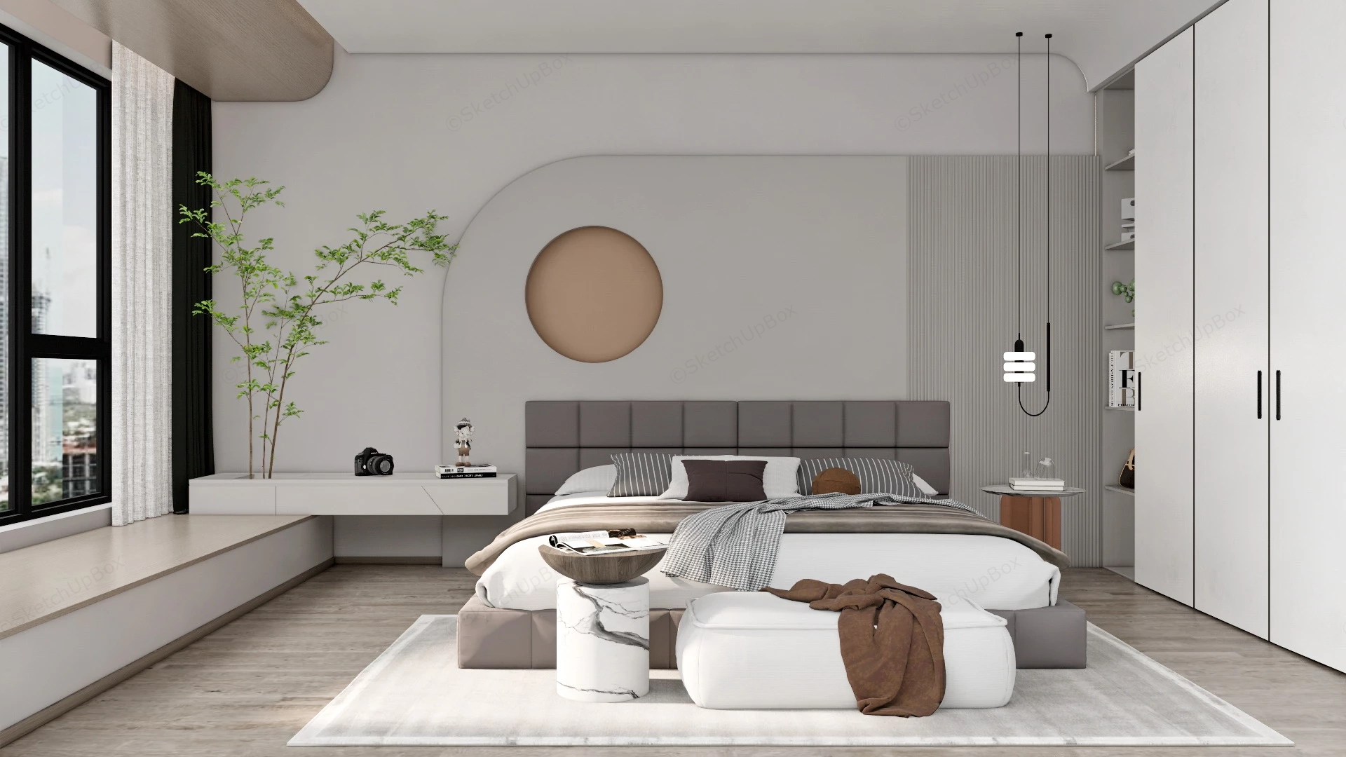 Simple Modern Bedroom sketchup model preview - SketchupBox