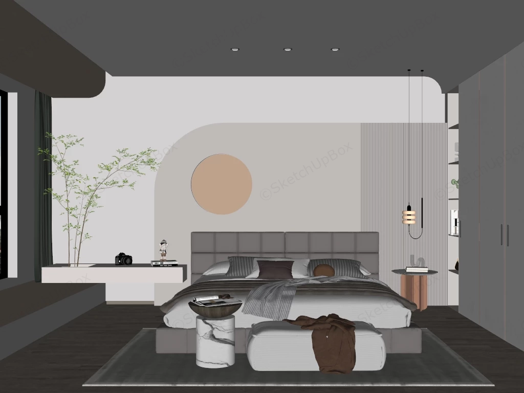 Simple Modern Bedroom sketchup model preview - SketchupBox