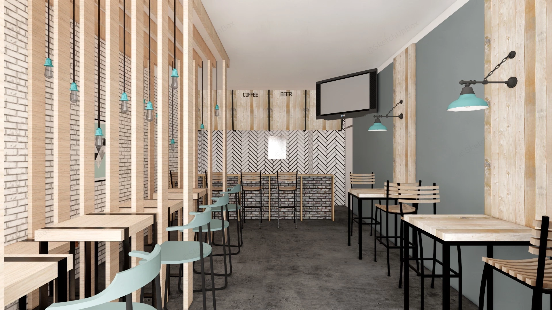 Rustic Cafe Design sketchup model preview - SketchupBox