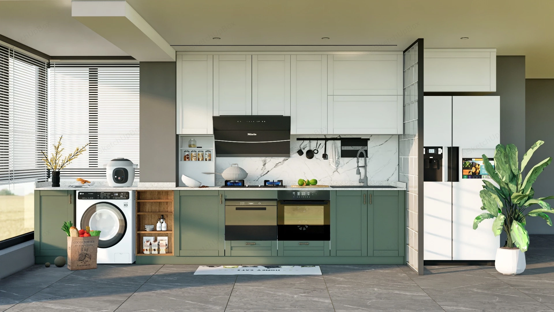 Green And White Kitchen Idea sketchup model preview - SketchupBox