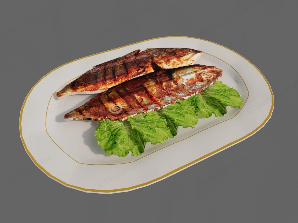 Whole Roasted Fish sketchup model preview - SketchupBox