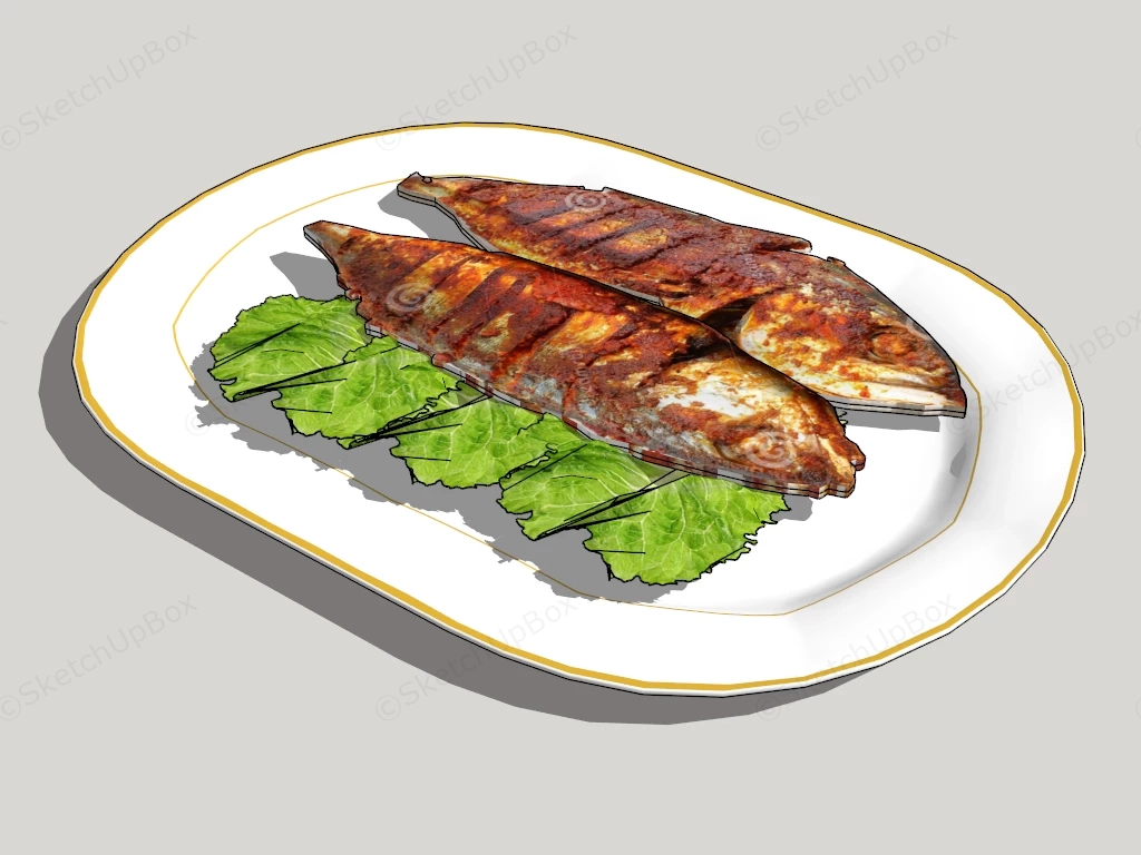 Whole Roasted Fish sketchup model preview - SketchupBox