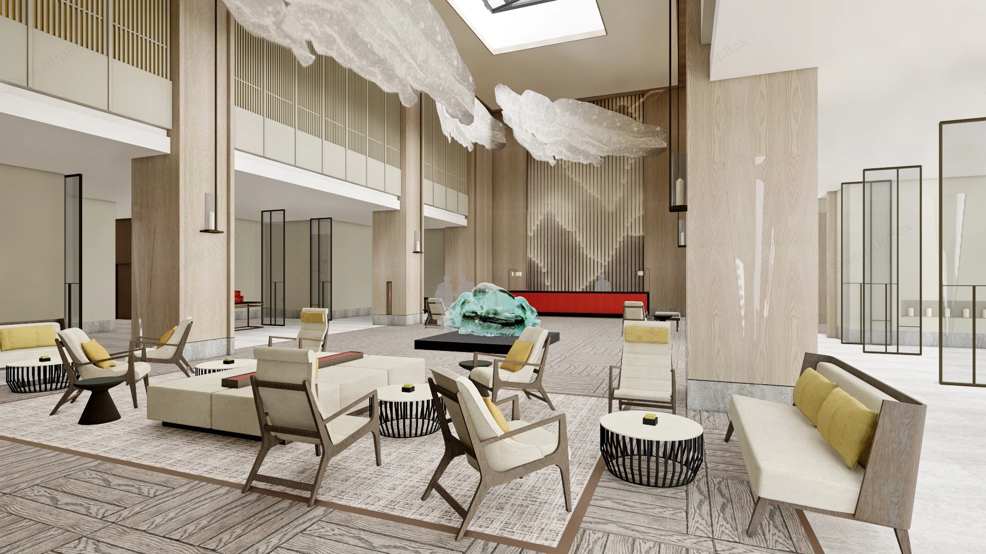 Ramada Hotel Lobby Design sketchup model preview - SketchupBox