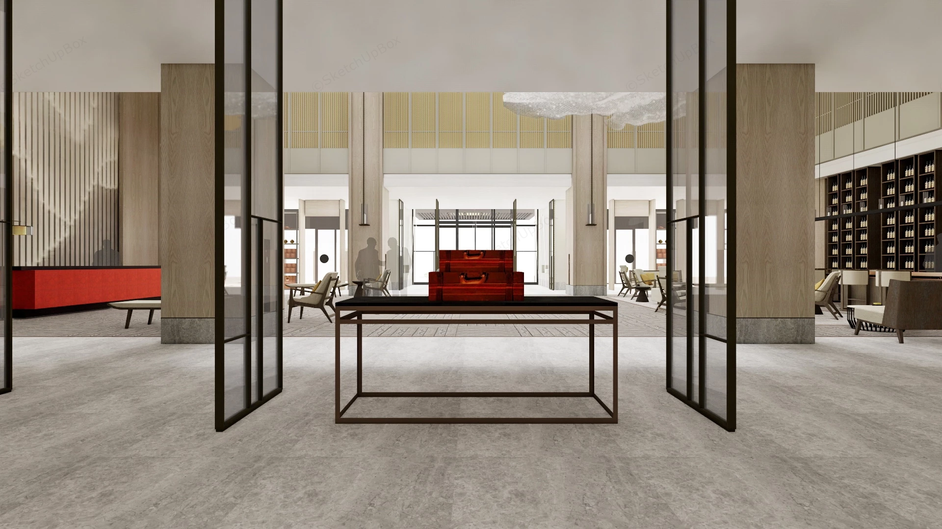 Ramada Hotel Lobby Design sketchup model preview - SketchupBox