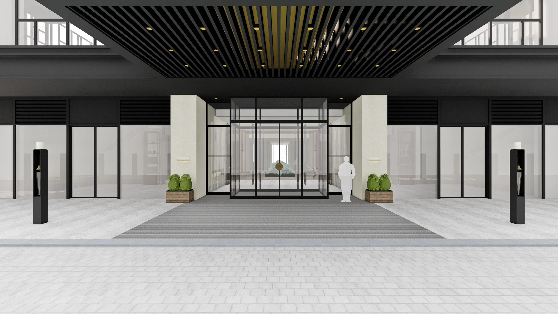 Ramada Hotel Lobby Design sketchup model preview - SketchupBox