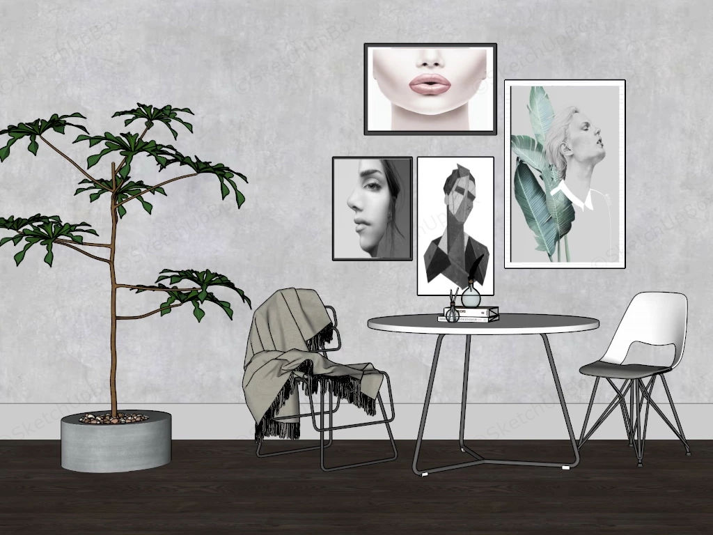 Leisure Table And Chairs Set sketchup model preview - SketchupBox