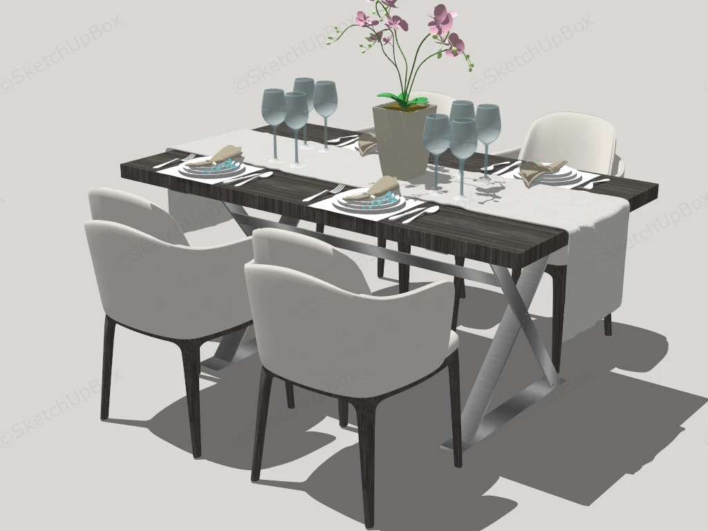 5 Piece Dining Table Set sketchup model preview - SketchupBox