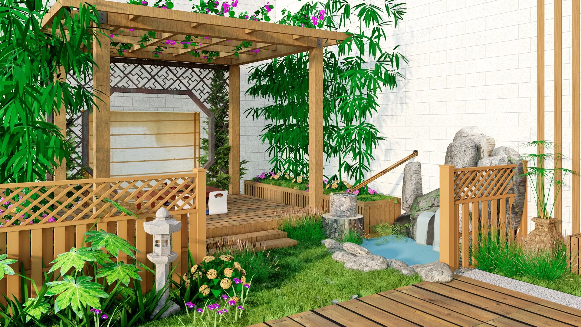 Small Japanese Garden Idea sketchup model preview - SketchupBox