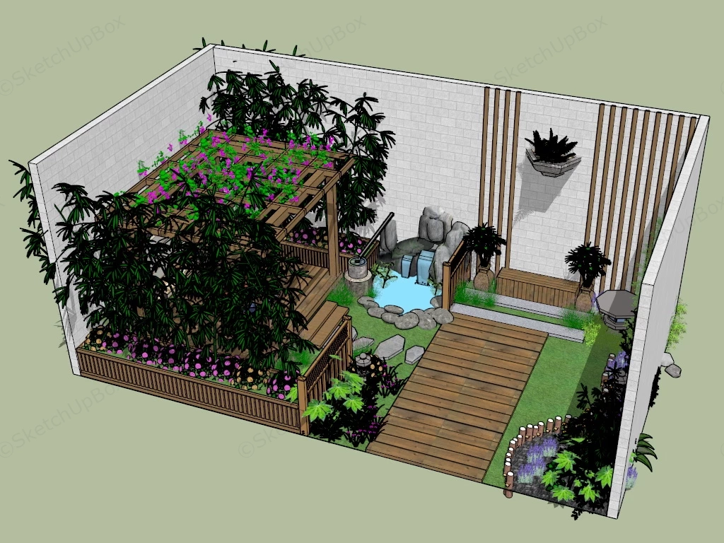 Small Japanese Garden Idea sketchup model preview - SketchupBox