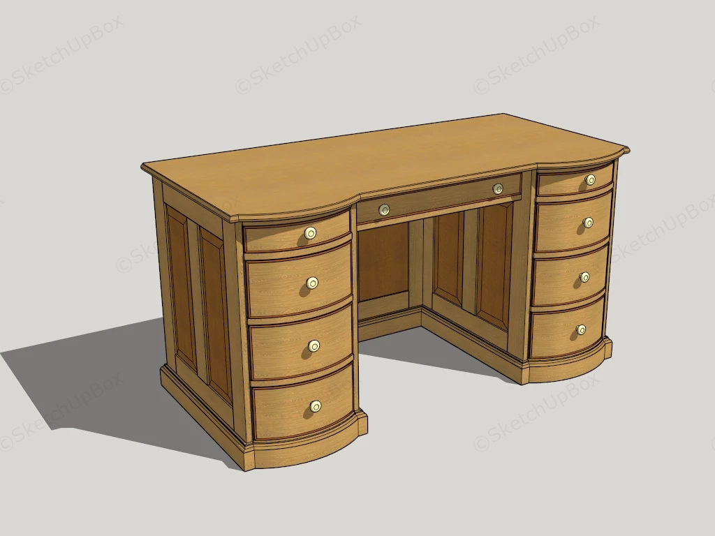 Vintage Writing Desk With Drawers sketchup model preview - SketchupBox