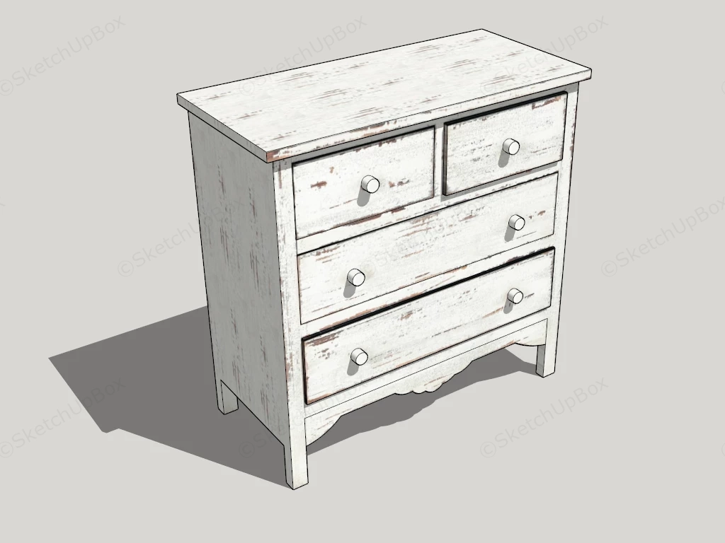 Vintage White Dresser sketchup model preview - SketchupBox