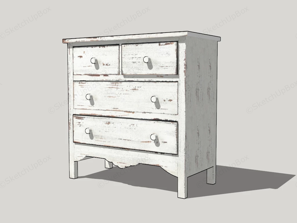 Vintage White Dresser sketchup model preview - SketchupBox