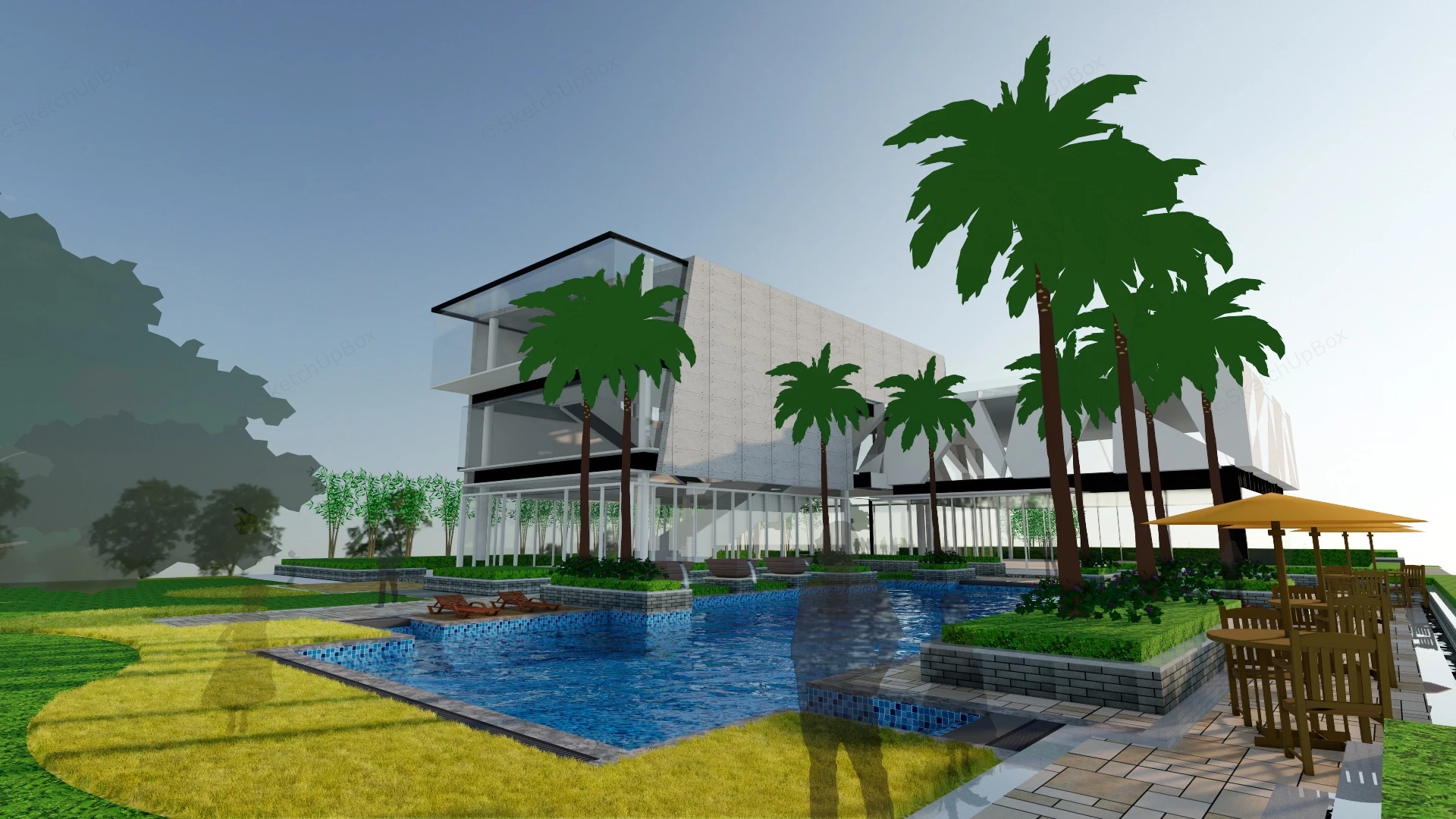 Modern Boutique Hotel sketchup model preview - SketchupBox