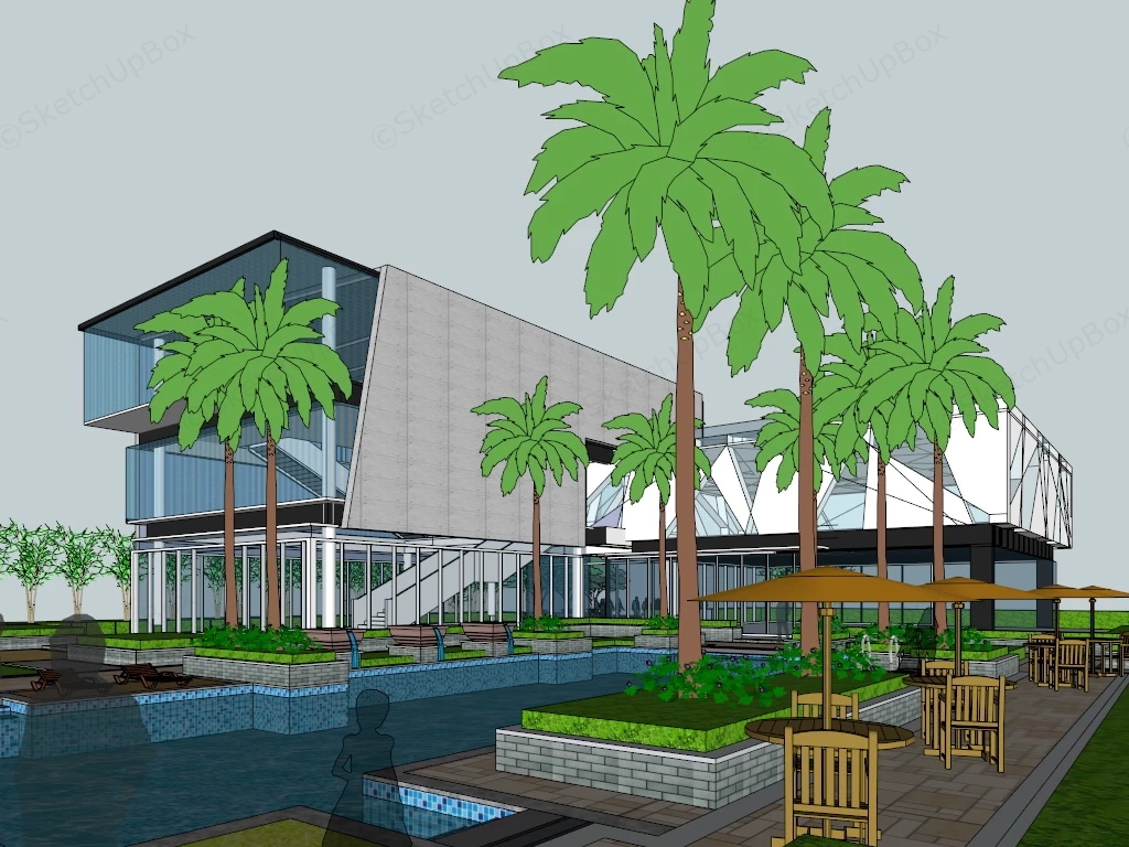 Modern Boutique Hotel sketchup model preview - SketchupBox