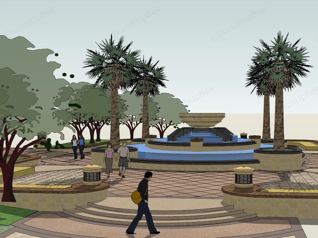 Park Water Fountain sketchup model preview - SketchupBox