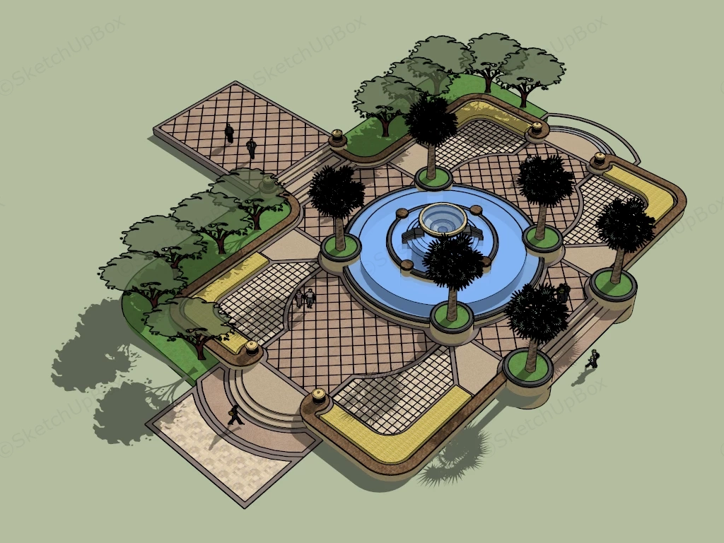 Park Water Fountain sketchup model preview - SketchupBox