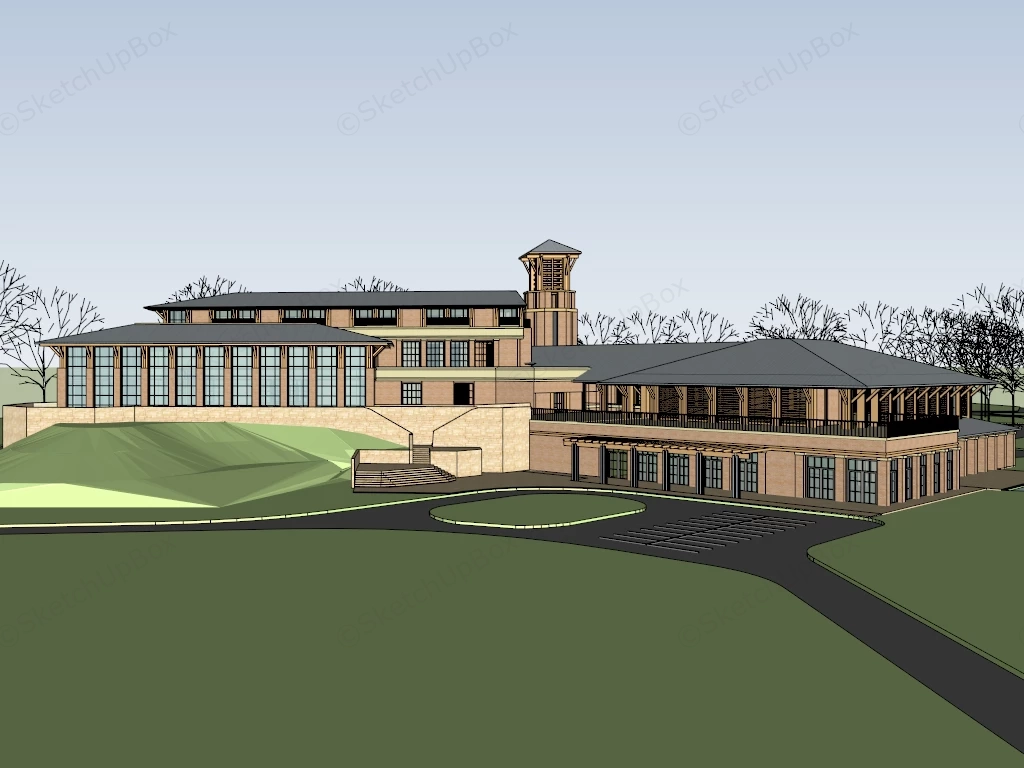 Golf Clubhouse Architecture sketchup model preview - SketchupBox