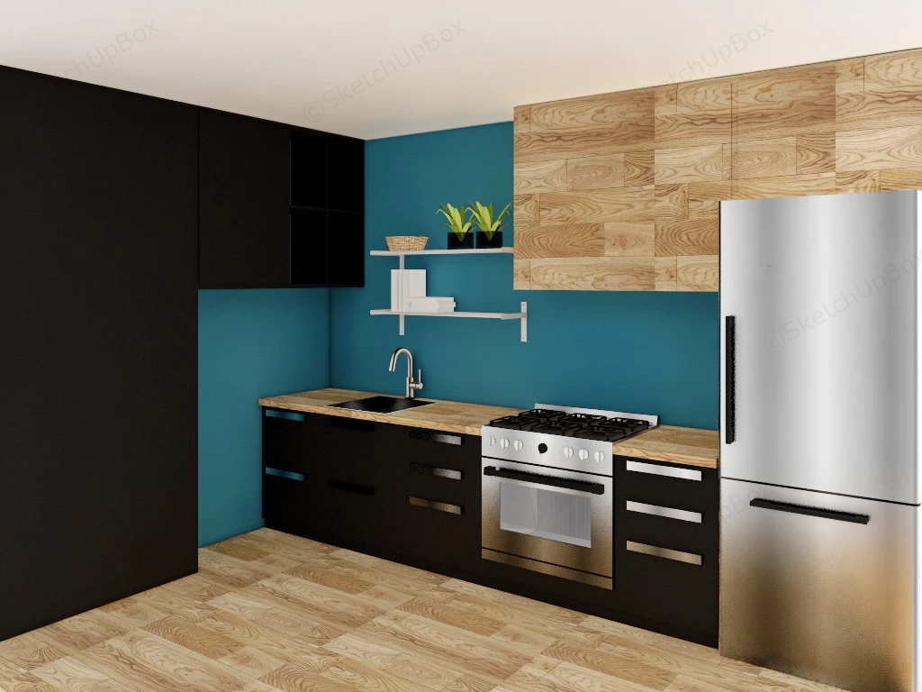 Black And Blue Kitchen sketchup model preview - SketchupBox