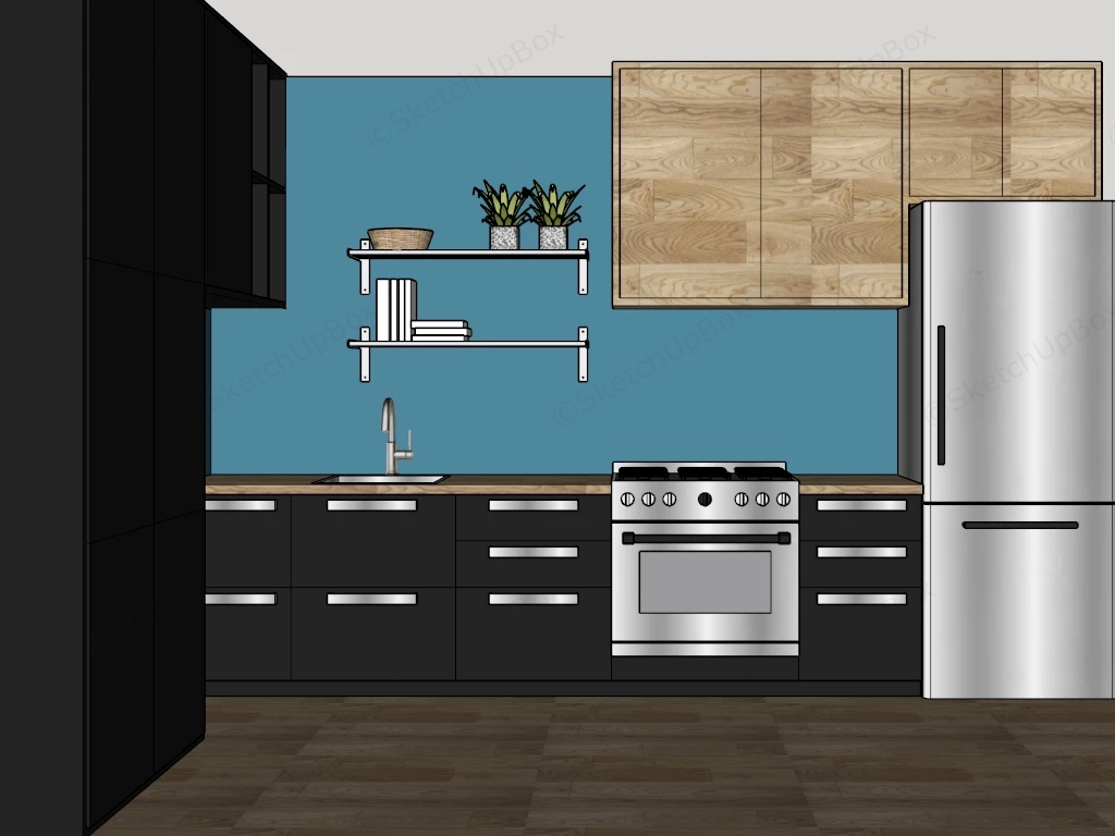 Black And Blue Kitchen sketchup model preview - SketchupBox