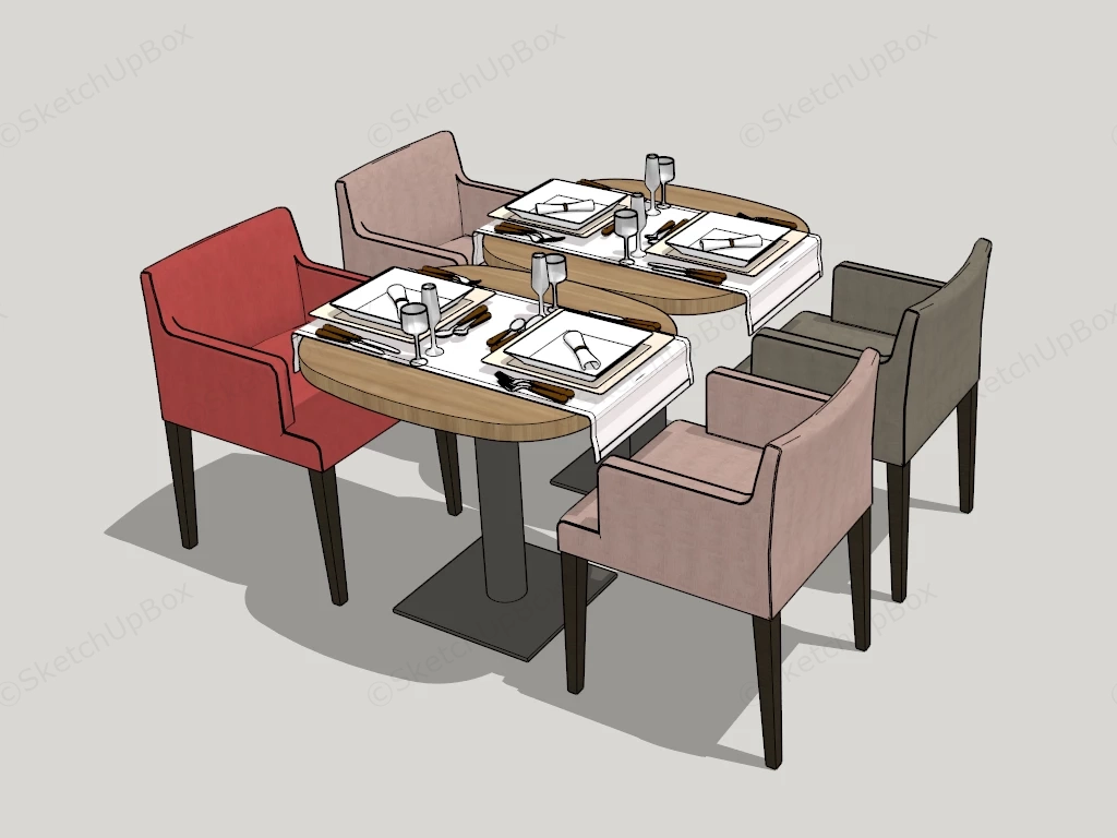 Restaurant Tables And Chairs sketchup model preview - SketchupBox
