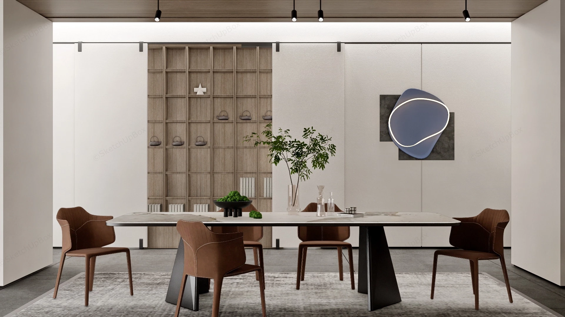 Modern Zen Dining Room sketchup model preview - SketchupBox