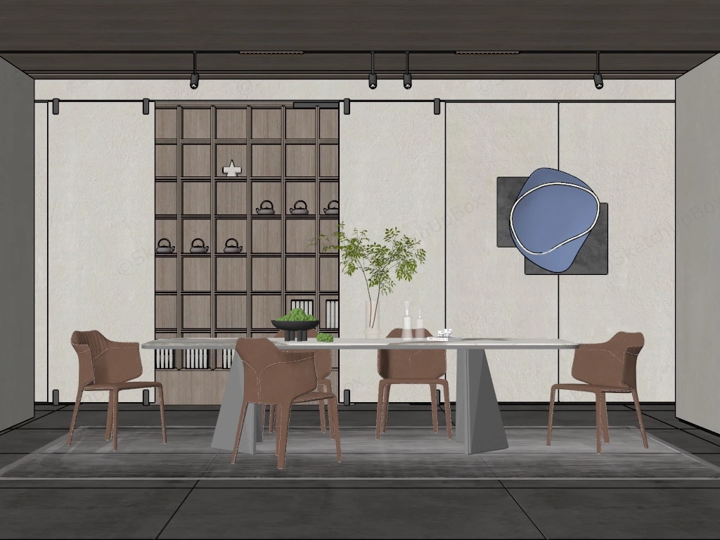 Modern Zen Dining Room sketchup model preview - SketchupBox