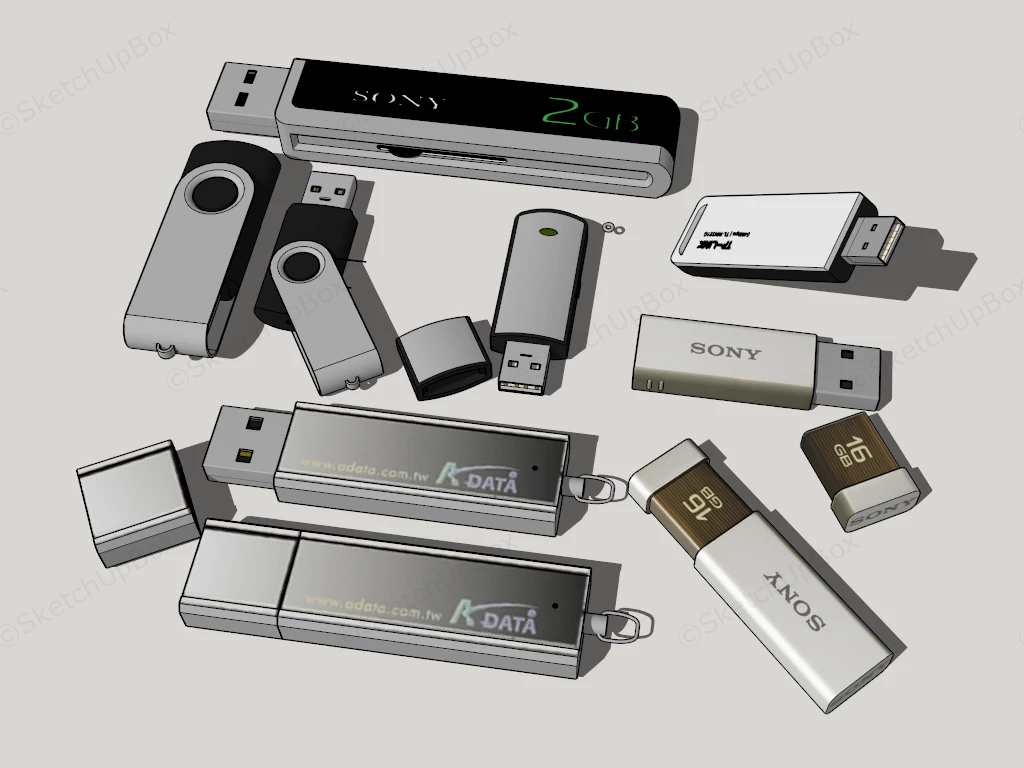 USB Flash Drives sketchup model preview - SketchupBox
