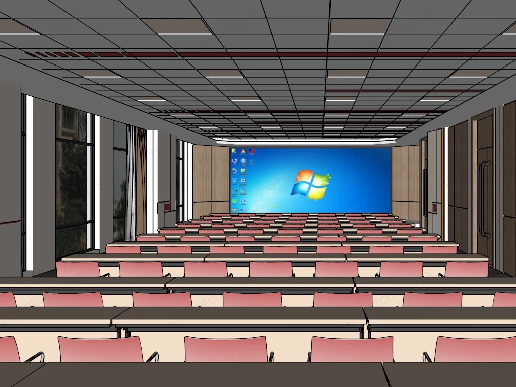 Conference Hall Interior Design sketchup model preview - SketchupBox