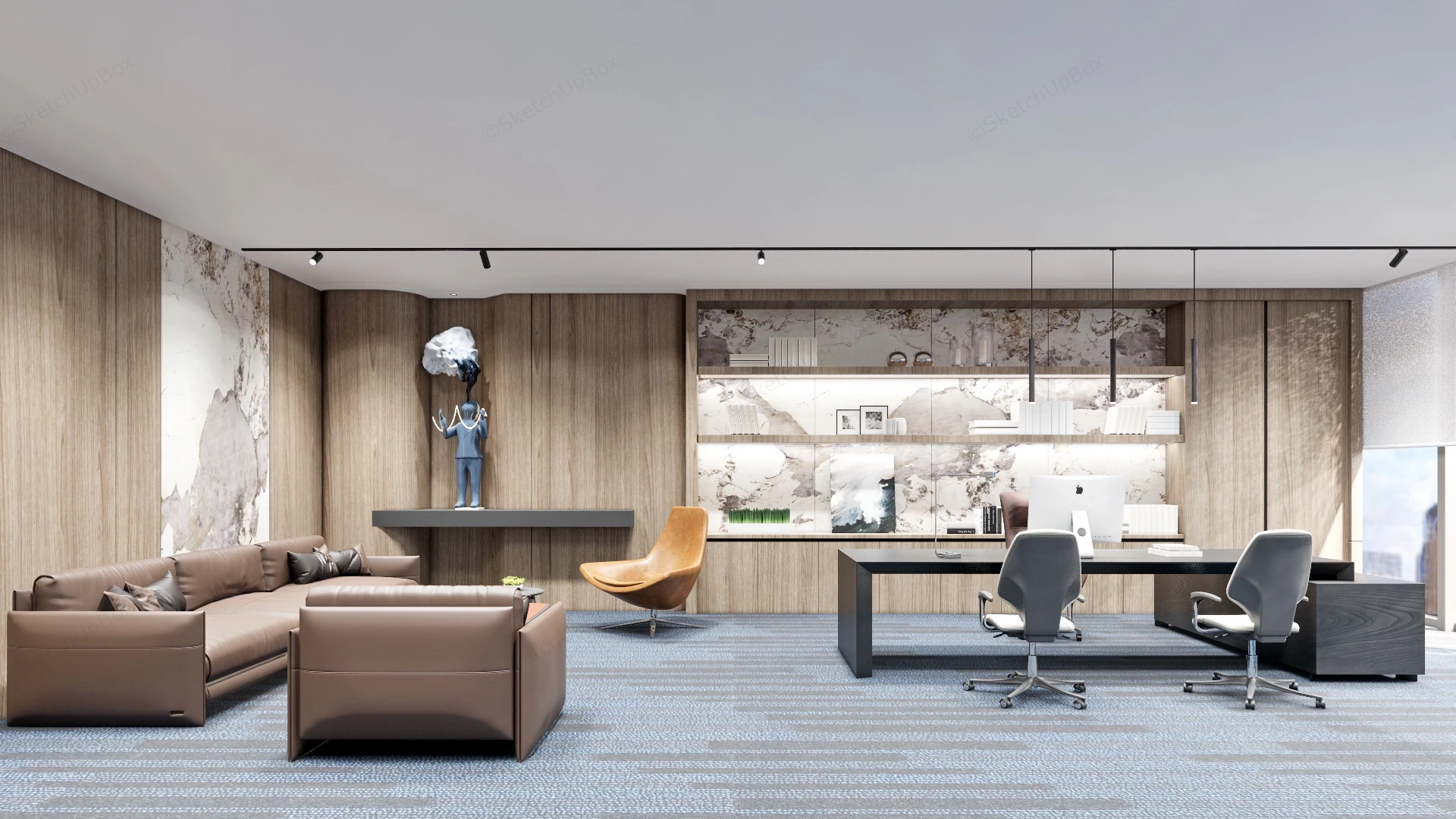 Modern CEO Office Interior Design sketchup model preview - SketchupBox