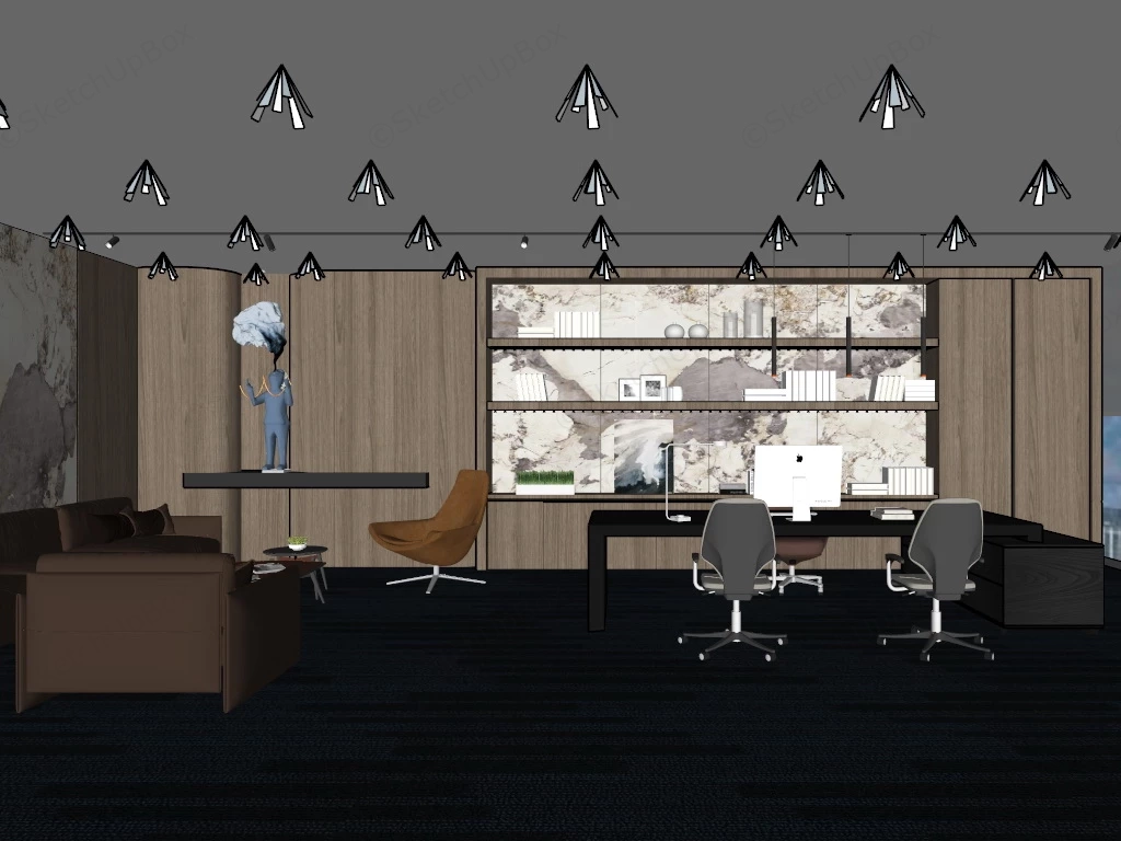 Modern CEO Office Interior Design sketchup model preview - SketchupBox
